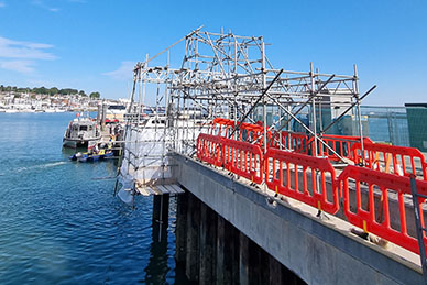 Scaffolding installed in marine environment
